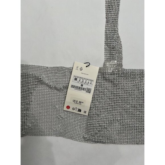 Zara Rhinestone Crop Top in Silver - Picture 5 of 5